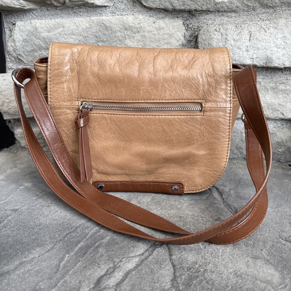 Tignanello Distressed Genuine Leather Crossbody Satchel Handbag Brown Two Toned